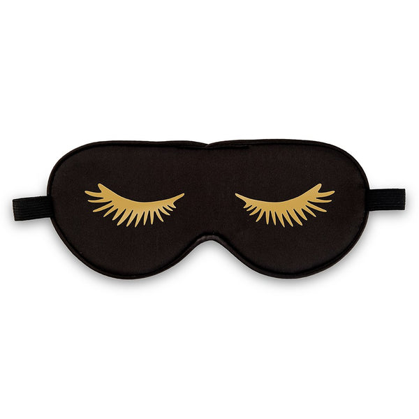 Black Satin Sleep Mask - Eyelashes