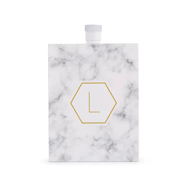 Personalized White Stainless Steel 3 Oz. Hip Flask - Geo Marble