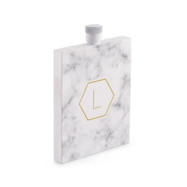 Personalized White Stainless Steel 3 Oz. Hip Flask - Geo Marble