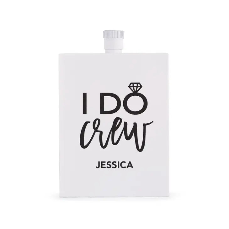 Personalized White Stainless Steel 3 Oz. Hip Flask - I Do Crew