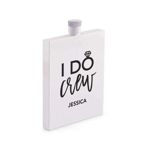 Personalized White Stainless Steel 3 Oz. Hip Flask - I Do Crew