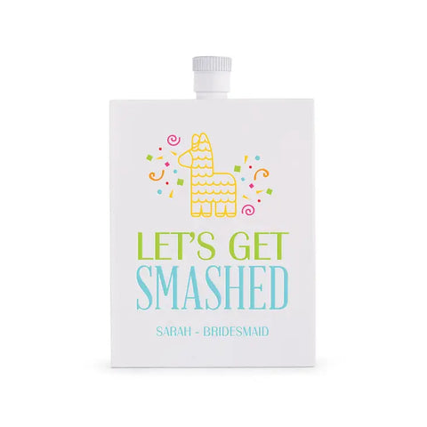 Personalized White Stainless Steel 3 Oz. Hip Flask - Get Smashed