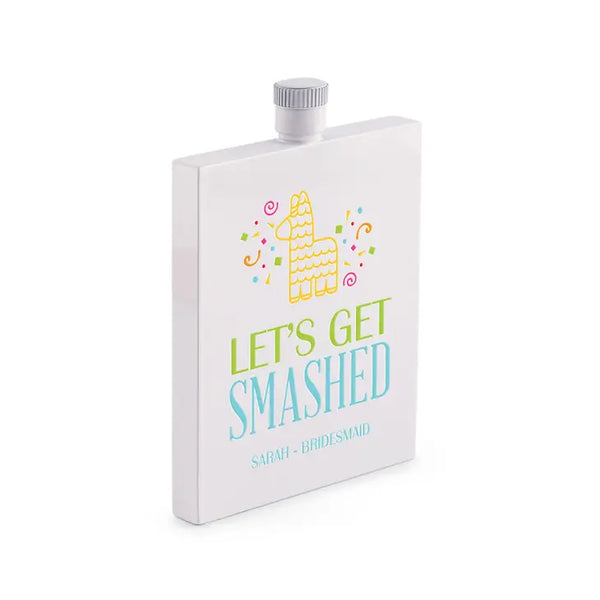 Personalized White Stainless Steel 3 Oz. Hip Flask - Get Smashed