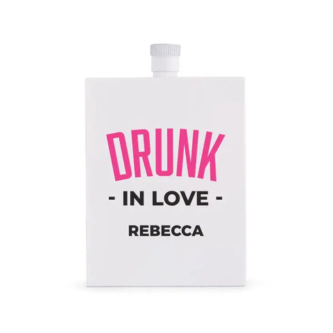 Personalized White Stainless Steel 3 Oz. Hip Flask - Drunk In Love