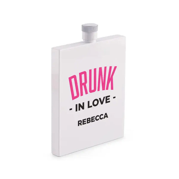 Personalized White Stainless Steel 3 Oz. Hip Flask - Drunk In Love