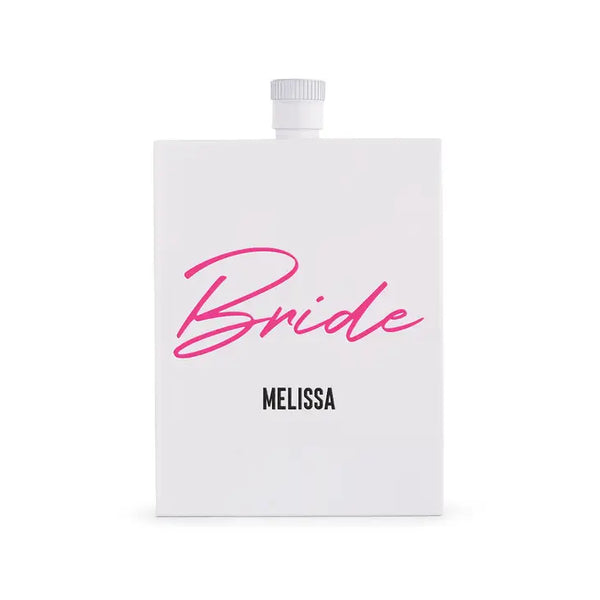 Personalized White Stainless Steel 3 Oz. Hip Flask - Vegas Bride