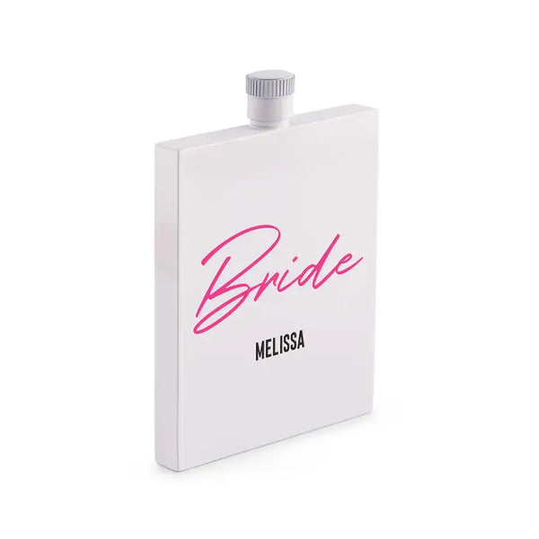 Personalized White Stainless Steel 3 Oz. Hip Flask - Vegas Bride