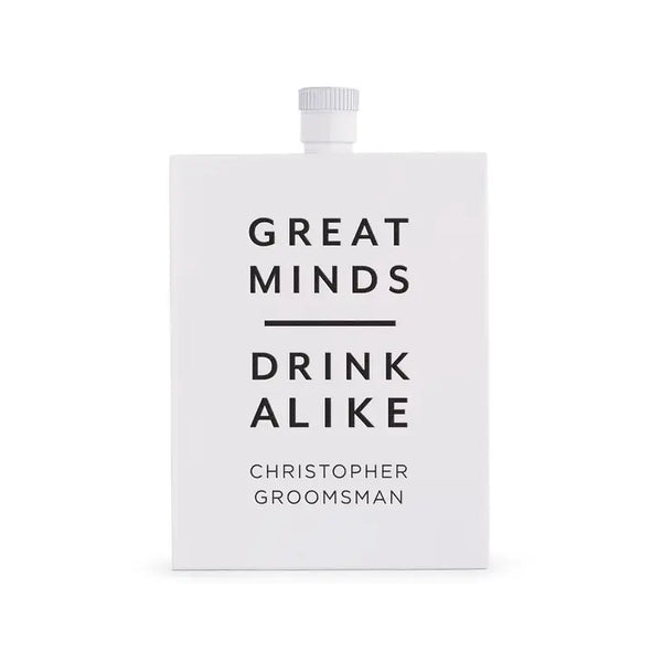 Personalized White Stainless Steel 3 Oz. Hip Flask - Great Minds Drink Alike