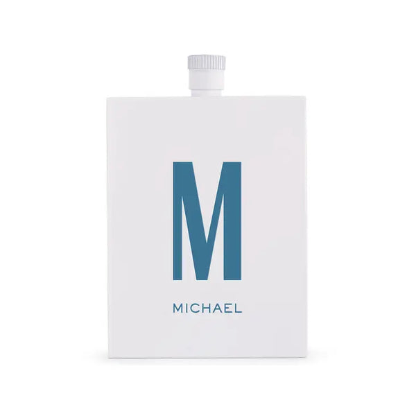 Personalized White Stainless Steel Hip Flask - Monogram Text Print