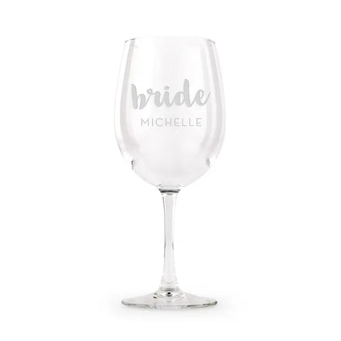 Large Personalized 12 Oz. Stemmed Wine Glass - Bride