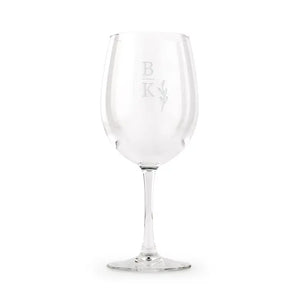 Large Personalized 12 Oz. Stemmed Wine Glass - Rustic Love Monogram