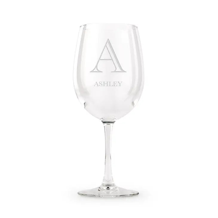 Large Personalized 12 Oz. Stemmed Wine Glass - Classic Monogram