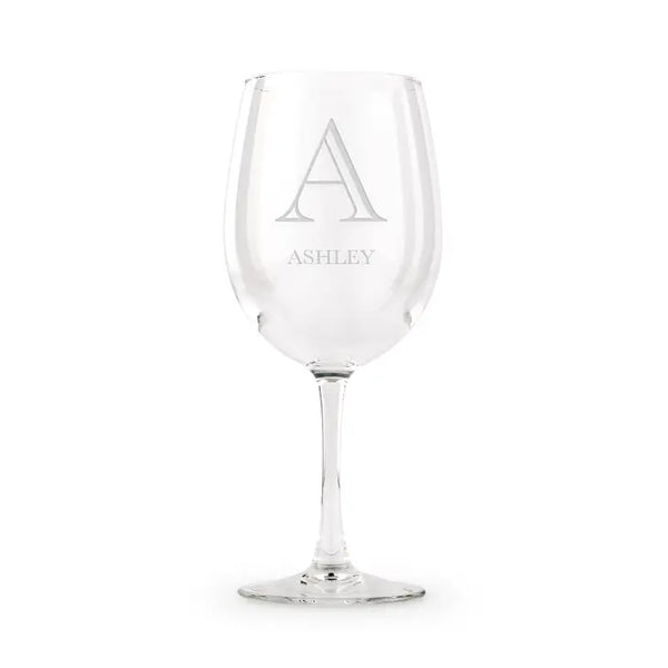 Large Personalized 12 Oz. Stemmed Wine Glass - Classic Monogram