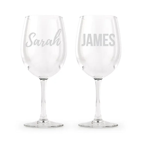 Large Personalized 12 Oz. Stemmed Wine Glasses - Monogram - Set of 2