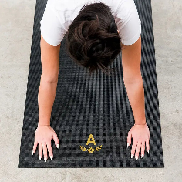 Custom No-Slip Yoga Mat - Floral Monogram