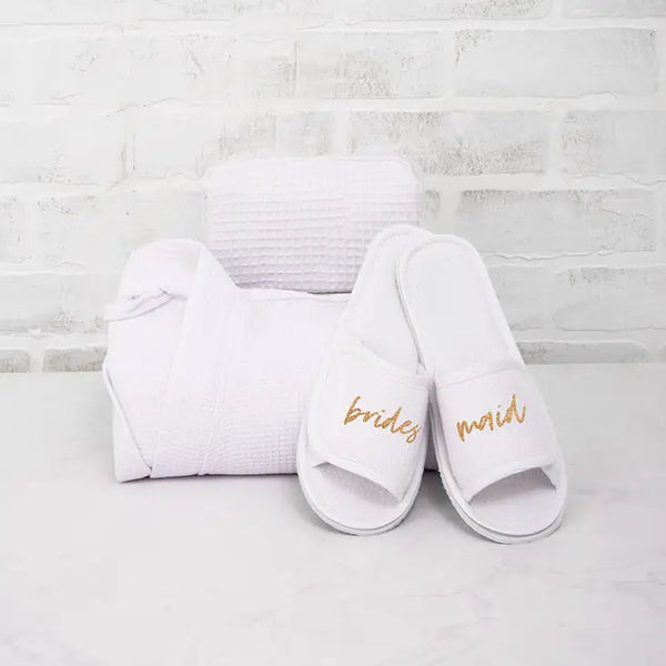 Women's Cotton Waffle Spa Slippers - Bridesmaid