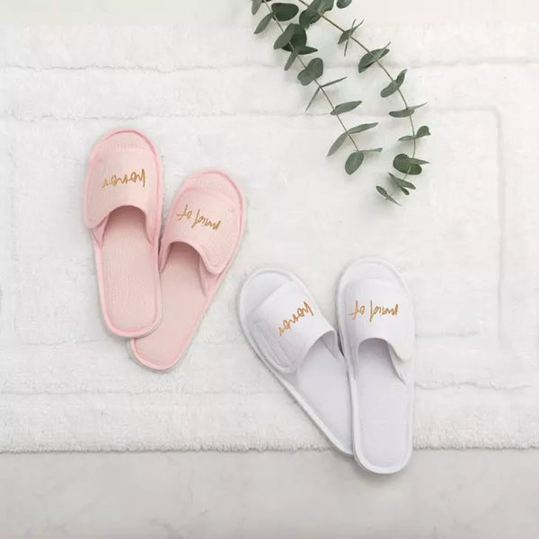 Women's Cotton Waffle Spa Slippers - Maid Of Honor