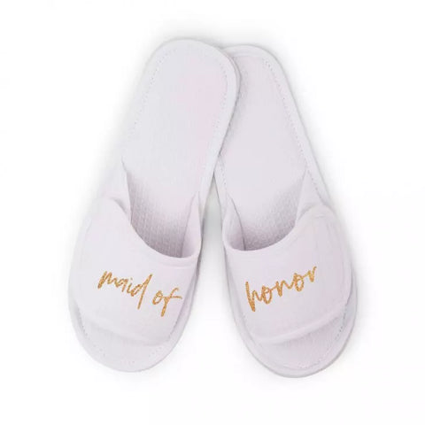 Women's Cotton Waffle Spa Slippers - Maid Of Honor