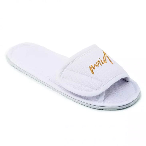 Women's Cotton Waffle Spa Slippers - Maid Of Honor