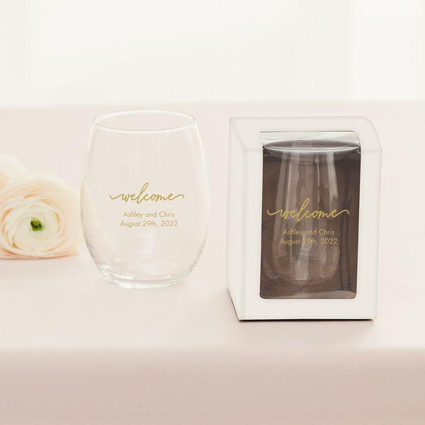 Large Stemless Wine Glass Gift Box With Clear Window - White