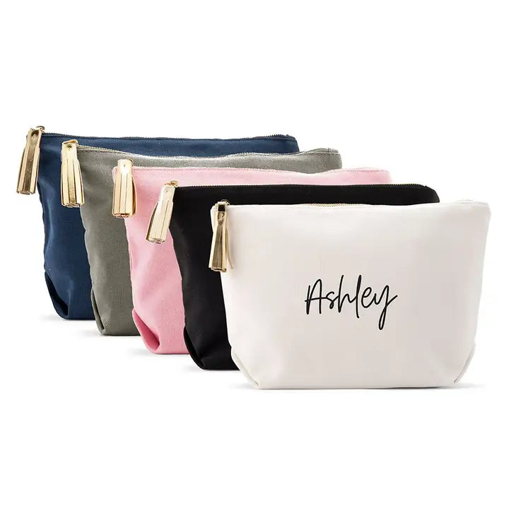 Large Personalized Canvas Makeup Bag - Script Font