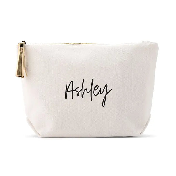 Large Personalized Canvas Makeup Bag - Script Font