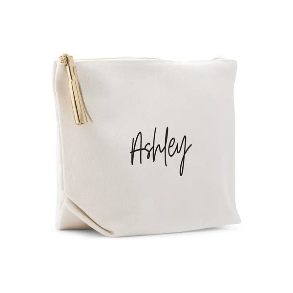 Large Personalized Canvas Makeup Bag - Script Font