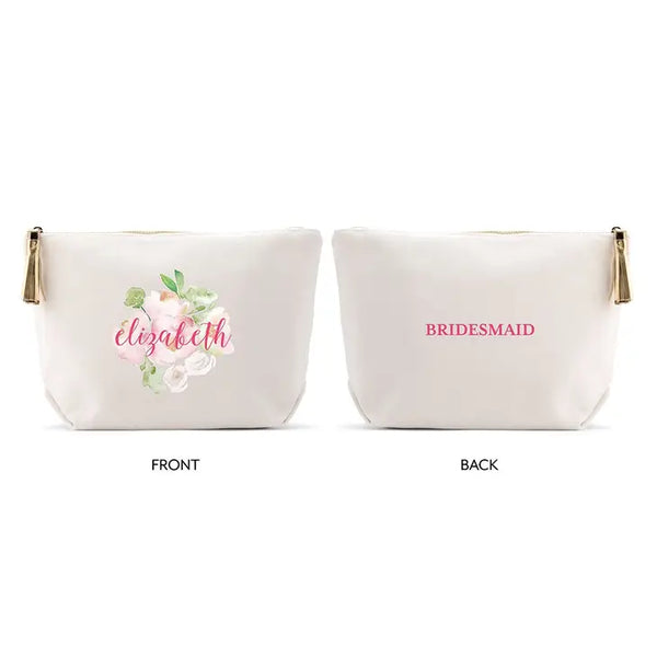 Large Personalized Canvas Makeup And Toiletry Bag For Women - Floral Garden Party