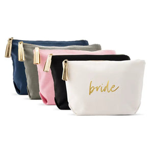 Large Personalized Canvas Makeup Bag - Bride Script