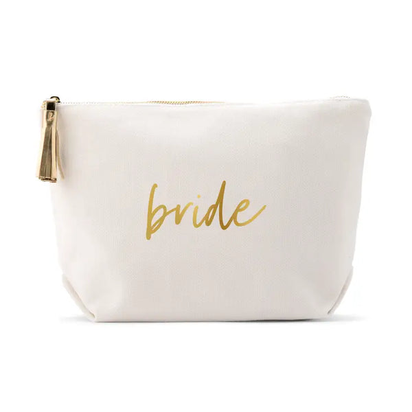 Large Personalized Canvas Makeup Bag - Bride Script