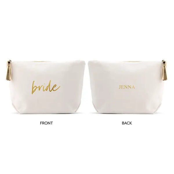 Large Personalized Canvas Makeup Bag - Bride Script