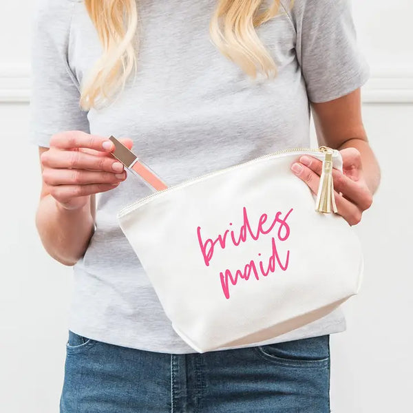 Large Personalized Canvas Makeup Bag - Bridesmaid Script