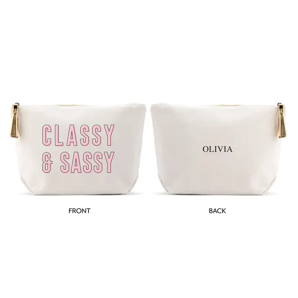 Large Personalized Canvas Makeup Bag - Classy & Sassy