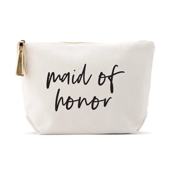 Large Personalized Canvas Makeup Bag - Maid Of Honor Script