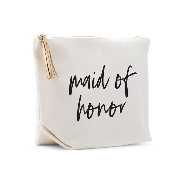 Large Personalized Canvas Makeup Bag - Maid Of Honor Script