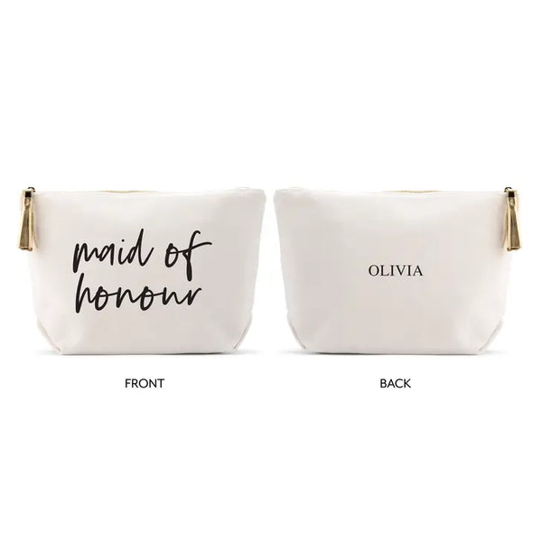 Large Personalized Canvas Makeup Bag - Maid Of Honour Script