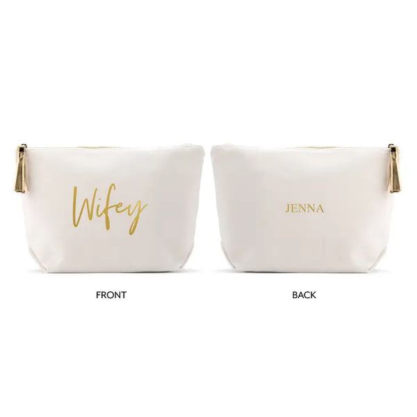 Large Personalized Canvas Makeup Bag - Wifey Script