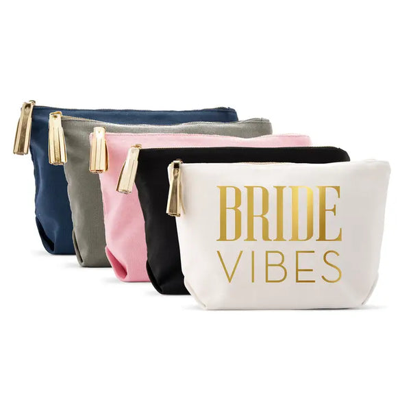 Large Personalized Canvas Makeup Bag - Beach Bride Vibes