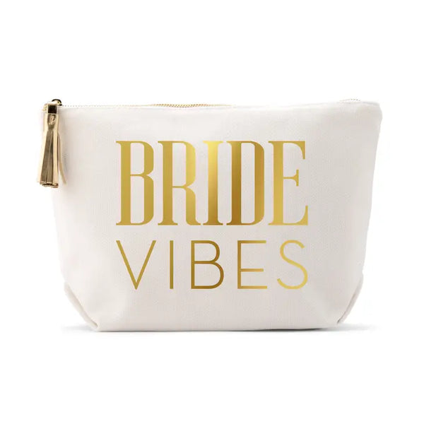 Large Personalized Canvas Makeup Bag - Beach Bride Vibes