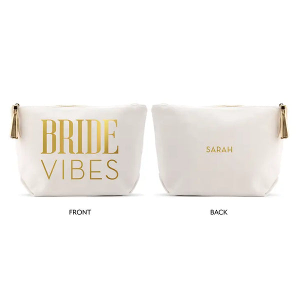 Large Personalized Canvas Makeup Bag - Beach Bride Vibes