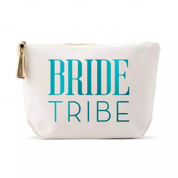 Large Personalized Canvas Makeup Bag - Beach Bride Tribe