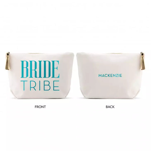 Large Personalized Canvas Makeup Bag - Beach Bride Tribe