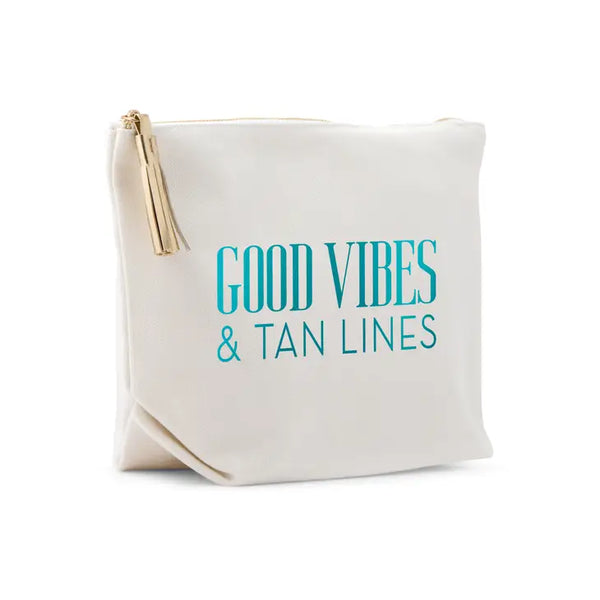 Large Personalized Canvas Makeup Bag - Good Vibes