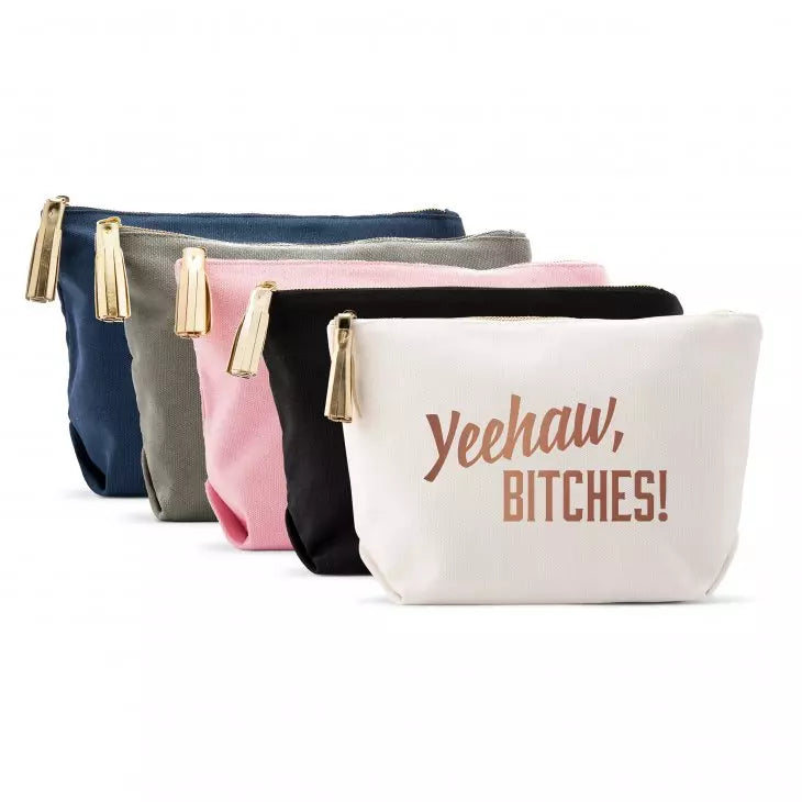 Large Personalized Canvas Makeup Bag - Yeehaw Bitches