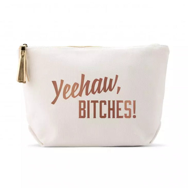 Large Personalized Canvas Makeup Bag - Yeehaw Bitches