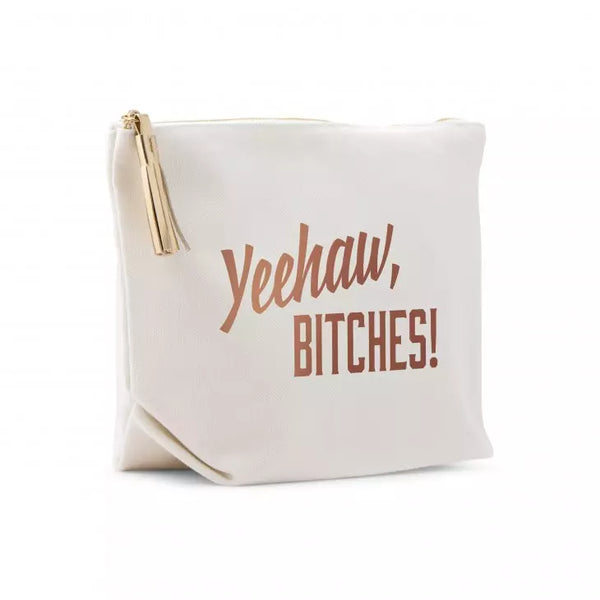 Large Personalized Canvas Makeup Bag - Yeehaw Bitches