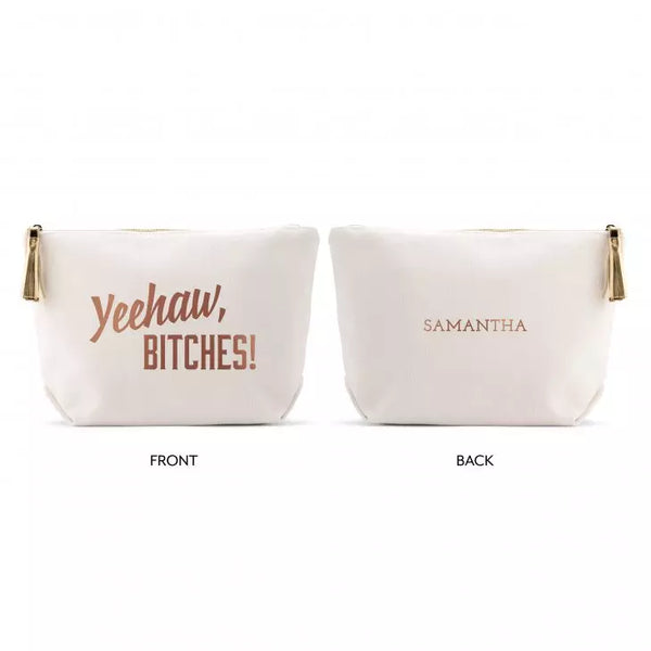 Large Personalized Canvas Makeup Bag - Yeehaw Bitches