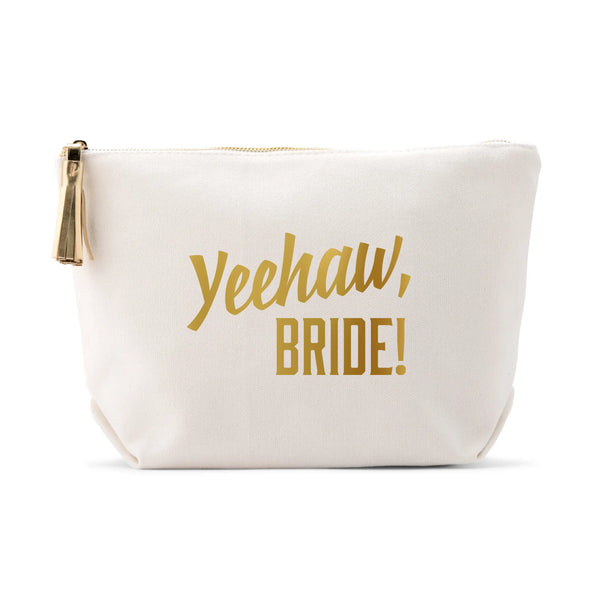 Large Personalized Canvas Makeup Bag - Yeehaw Bride