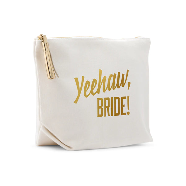 Large Personalized Canvas Makeup Bag - Yeehaw Bride