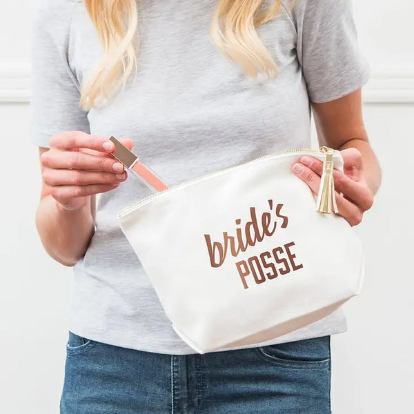 Large Personalized Canvas Makeup Bag - Bride's Posse